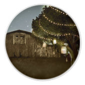 Rustic Barn & Evening Lighted Mason Jars Land Keramische Knop (Voorkant)