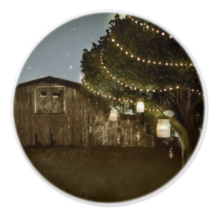Rustic Barn & Evening Lighted Mason Jars Land Keramische Knop