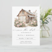 Rustic Barn Floral Country Save the Date (Staand voorkant)
