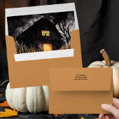 Rustic Barn Halloween Bonfire Halloween Party Kaart