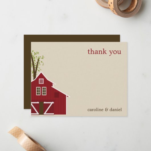 Rustic Barn - Hartelijk dank Notitiekaartje (Voorkant / Achterkant in situ)