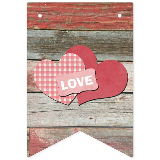 Rustic Barn Hearts We Got Hitched Wedding Vlaggetjes (Eerste vlag)