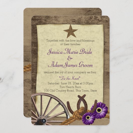 Rustic Barn Hoefijzers en Gerbera Daisy Kaart (Voorkant / Achterkant)