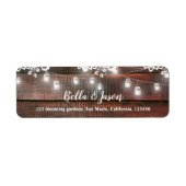 Rustic Barn Lace Wood String Light Wedding Address Etiket (Voorkant)