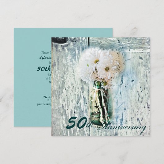 rustic barn land daisy 50ste trouwdag kaart (Voorkant / Achterkant)