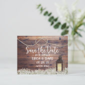 Rustic Barn Lantaarn die de knoop bindt sparen de  Aankondigingskaart (Staand voorkant)