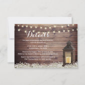 Rustic Barn Lantern String Light Wedding Details Kaart (Voorkant)