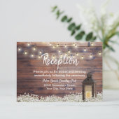 Rustic Barn Lantern String Light Wedding Reception Kaart (Staand voorkant)