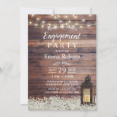 Rustic Barn Lantern String Lights Engagement Party Kaart (Voorkant)