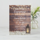 Rustic Barn Lantern String Lights Engagement Party Kaart (Staand voorkant)