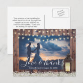 Rustic Barn Lantern String Lights Foto Bedankt Briefkaart (Voorkant / Achterkant)