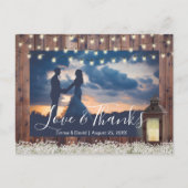 Rustic Barn Lantern String Lights Foto Bedankt Briefkaart (Voorkant)