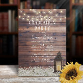 Rustic Barn Lantern String Lights Graduparty Kaart