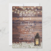 Rustic Barn Lantern String Lights Retirement Party Kaart (Voorkant)