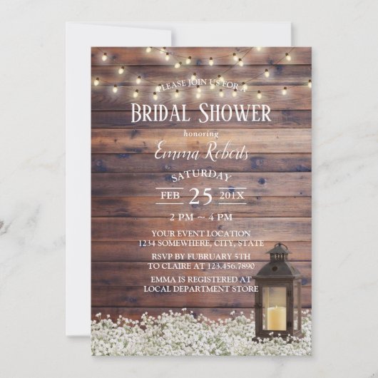 Rustic Barn Lantern String Lights Vrijgezellenfees Kaart (Voorkant)