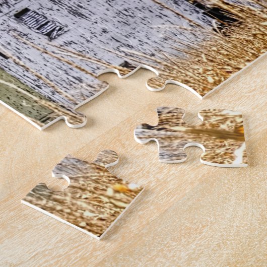 Rustic Barn Ohio. Kerstgroeten Legpuzzel (Zijkant)