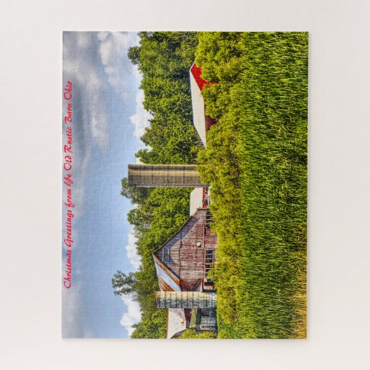 Rustic Barn Ohio. Kerstgroeten Legpuzzel (Verticaal)