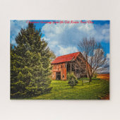 Rustic Barn Ohio. Kerstgroeten Legpuzzel (Horizontaal)