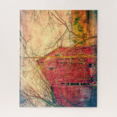 Rustic Barn Ohio. Kerstgroeten Legpuzzel (Verticaal)