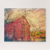 Rustic Barn Ohio. Kerstgroeten Legpuzzel (Horizontaal)