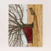 Rustic Barn Ohio. Kerstgroeten Legpuzzel (Verticaal)