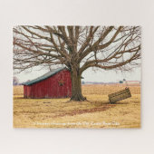 Rustic Barn Ohio. Kerstgroeten Legpuzzel (Horizontaal)