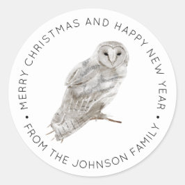 Rustic Barn Owl in de winter Ronde Sticker