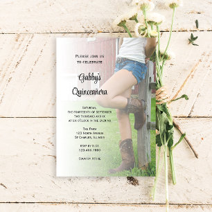 Rustic Barn Party Western Quinceañera Kaart