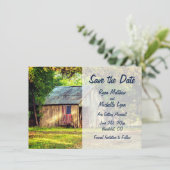 Rustic Barn Patriottic American Flag Save the Date Kaart (Staand voorkant)