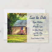 Rustic Barn Patriottic American Flag Save the Date Kaart (Voorkant)