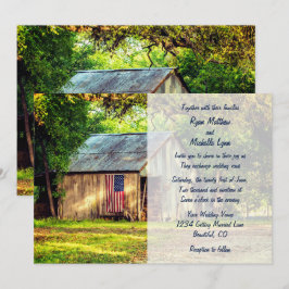 Rustic Barn Patriottische Amerikaanse vlag bruilof Kaart