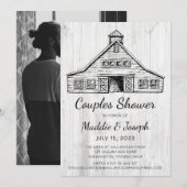Rustic Barn Photo Couples Shower Invitation Aankondiging (Voorkant / Achterkant)