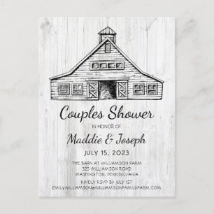 Rustic Barn Photo Couples Shower Invitation Aankondigingskaart