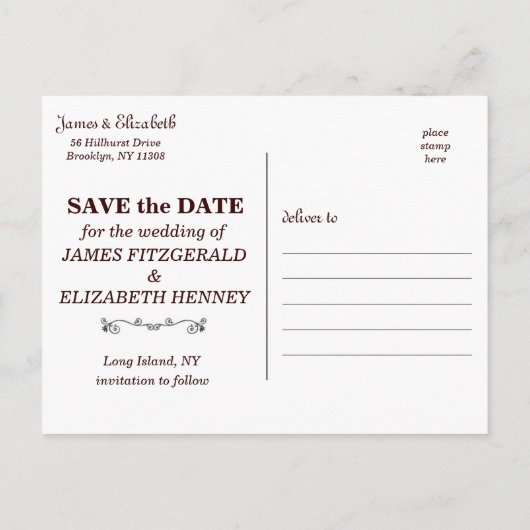 Rustic Barn Red de datum Aankondigingskaart (Achterkant)