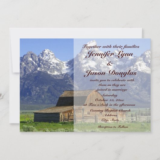 Rustic Barn Rocky Mountain Wedding Invitations Kaart (Achterkant)