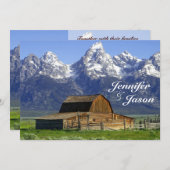 Rustic Barn Rocky Mountain Wedding Invitations Kaart (Voorkant / Achterkant)