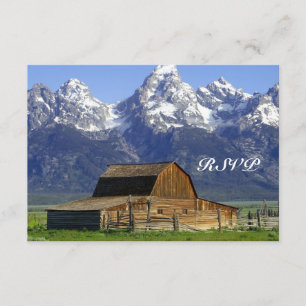 Rustic Barn Rocky Mountain Wedding RSVP-kaarten RSVP Kaartje