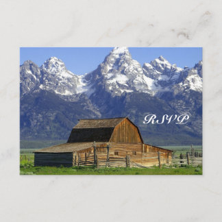Rustic Barn Rocky Mountain Wedding RSVP-kaarten RSVP Kaartje