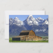 Rustic Barn Rocky Mountain Wedding RSVP-kaarten RSVP Kaartje (Voorkant)