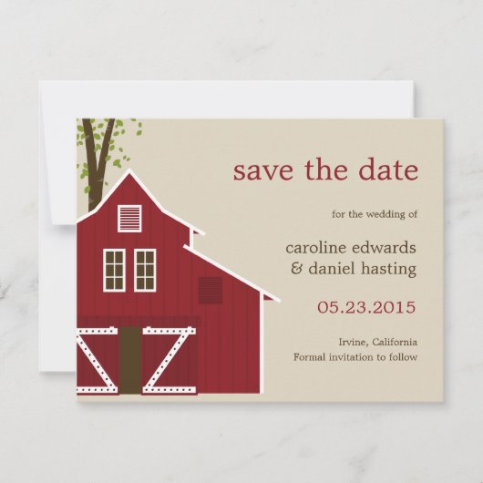 Rustic Barn slaat de datumkaart op Save The Date (Voorkant)