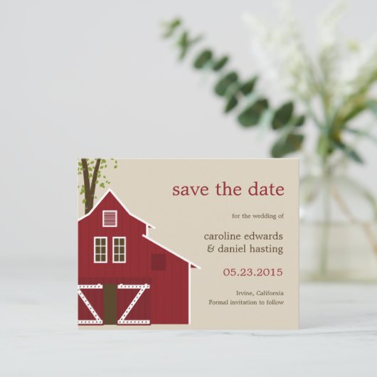 Rustic Barn slaat de datumkaart op Save The Date (Staand voorkant)