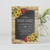 Rustic Barn Sunflower & Rozen Wedding Kaart (Staand voorkant)