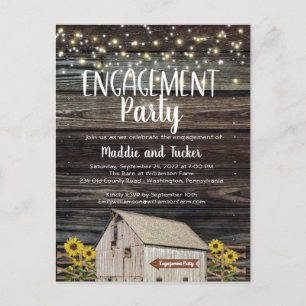 Rustic Barn Sunflower Wood Engagement Party Briefkaart