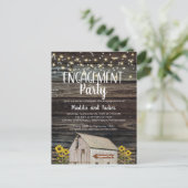 Rustic Barn Sunflower Wood Engagement Party Briefkaart (Staand voorkant)