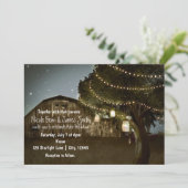 Rustic Barn & Tree Lights Wedding Invitations Kaart (Staand voorkant)