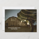 Rustic Barn & Tree Lights Wedding Invitations Kaart (Achterkant)