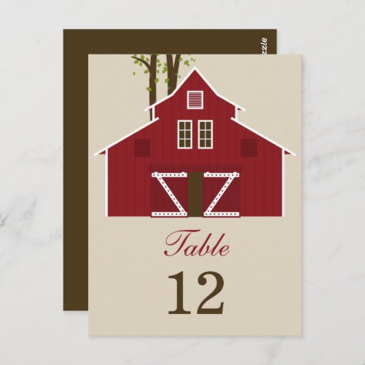 Rustic Barn Trouwtafel Nummer Kaart (Voorkant / Achterkant)