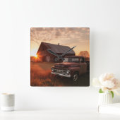 Rustic Barn Truck Clock Farmhouse Vierkante Klok (Huis)