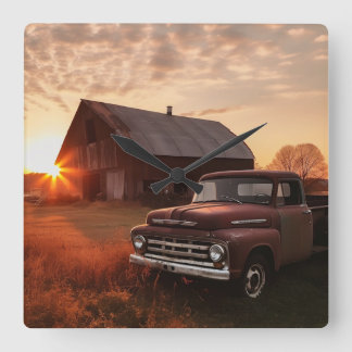 Rustic Barn  Truck Clock Farmhouse Vierkante Klok