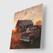 Rustic Barn Truck Clock Farmhouse Vierkante Klok (Hoek)